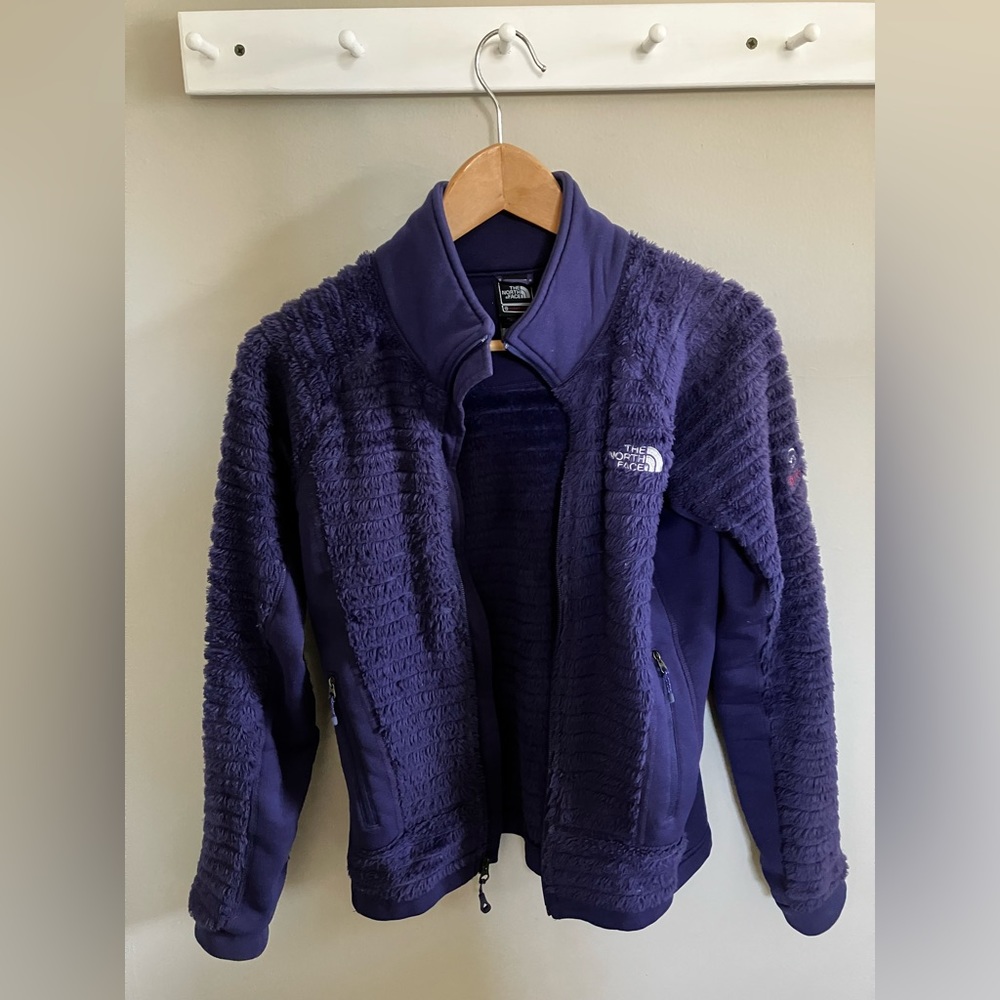 Purple teddy North Face zip up- size small